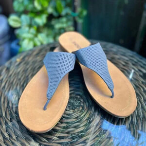Soda Perforated Faux Leather  Flip Flop Sandals